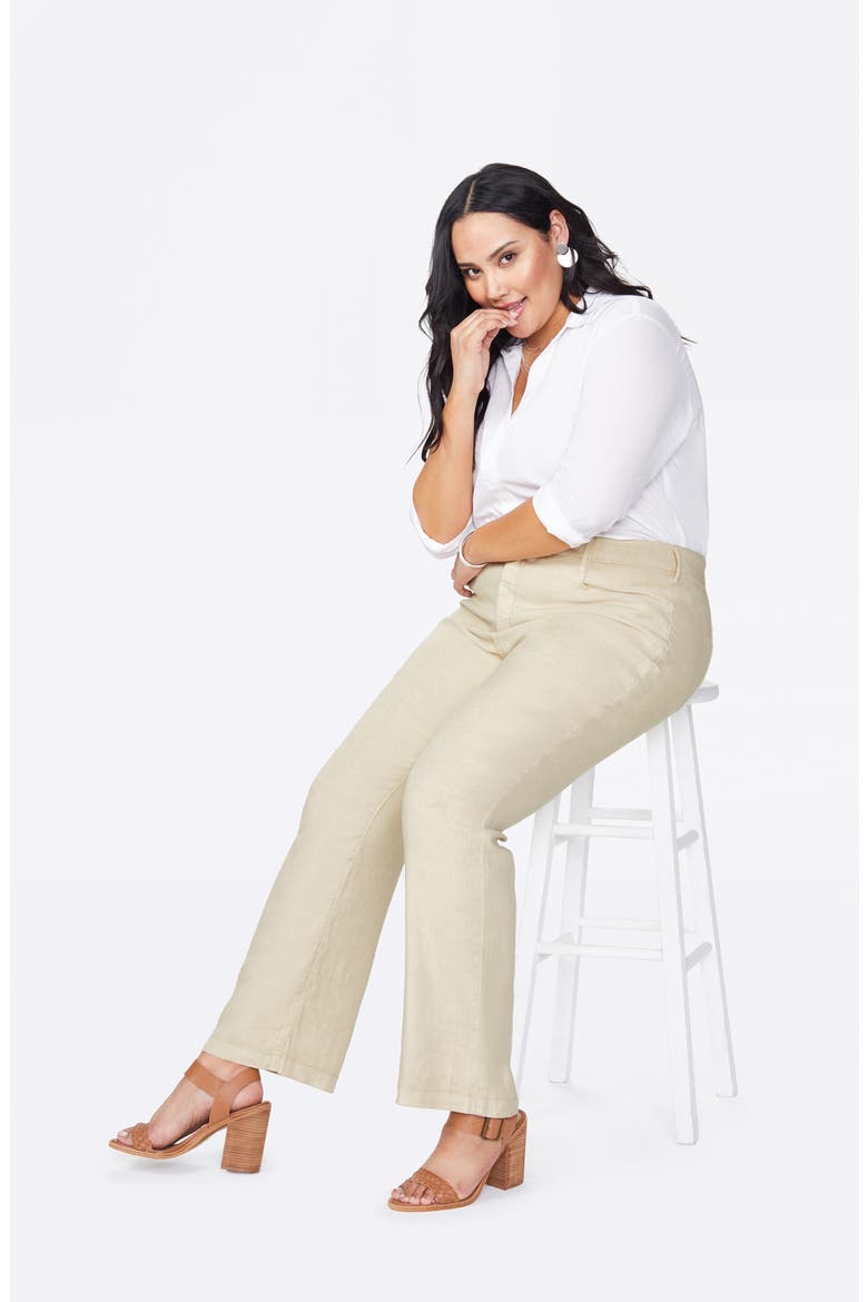 Stretch Linen Blend Trousers, Alternate, color, STRAW