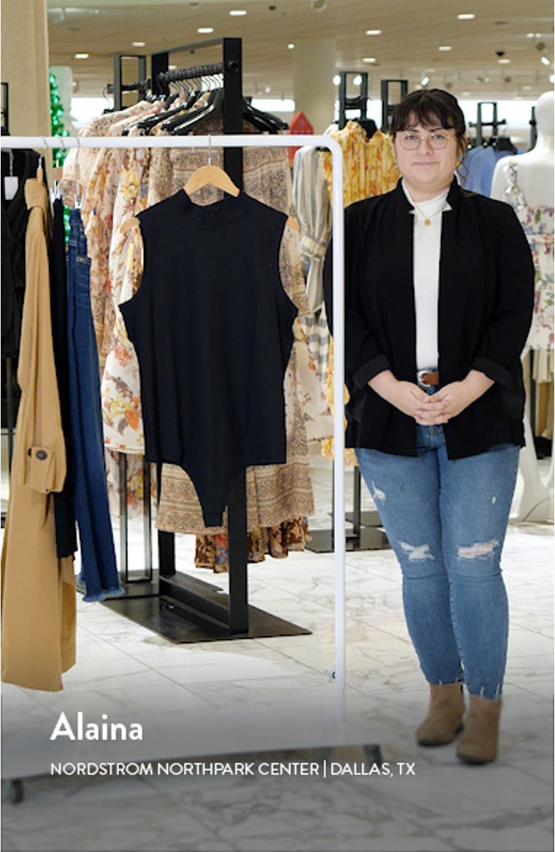 Suit Yourself Ribbed Mock Neck Sleeveless Smoother Bodysuit, sales video thumbnail