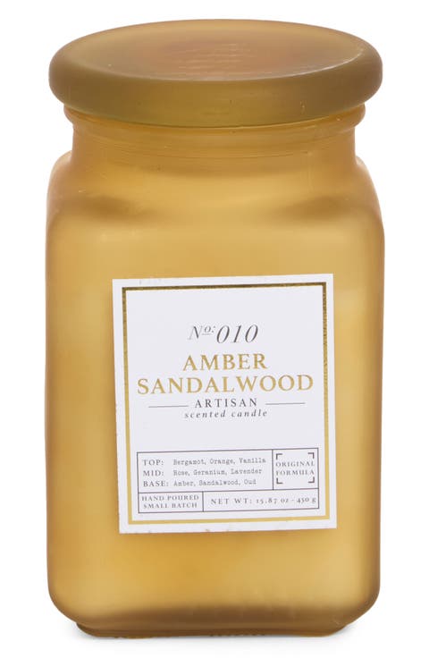 Amber Sandalwood Square Apothecary Jar Candle