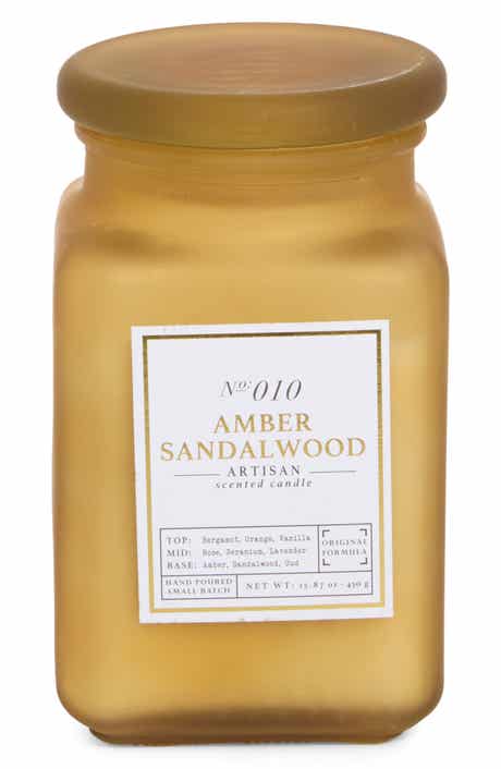 PORTOFINO CANDLES Amber Sandalwood Square Apothecary Jar Candle