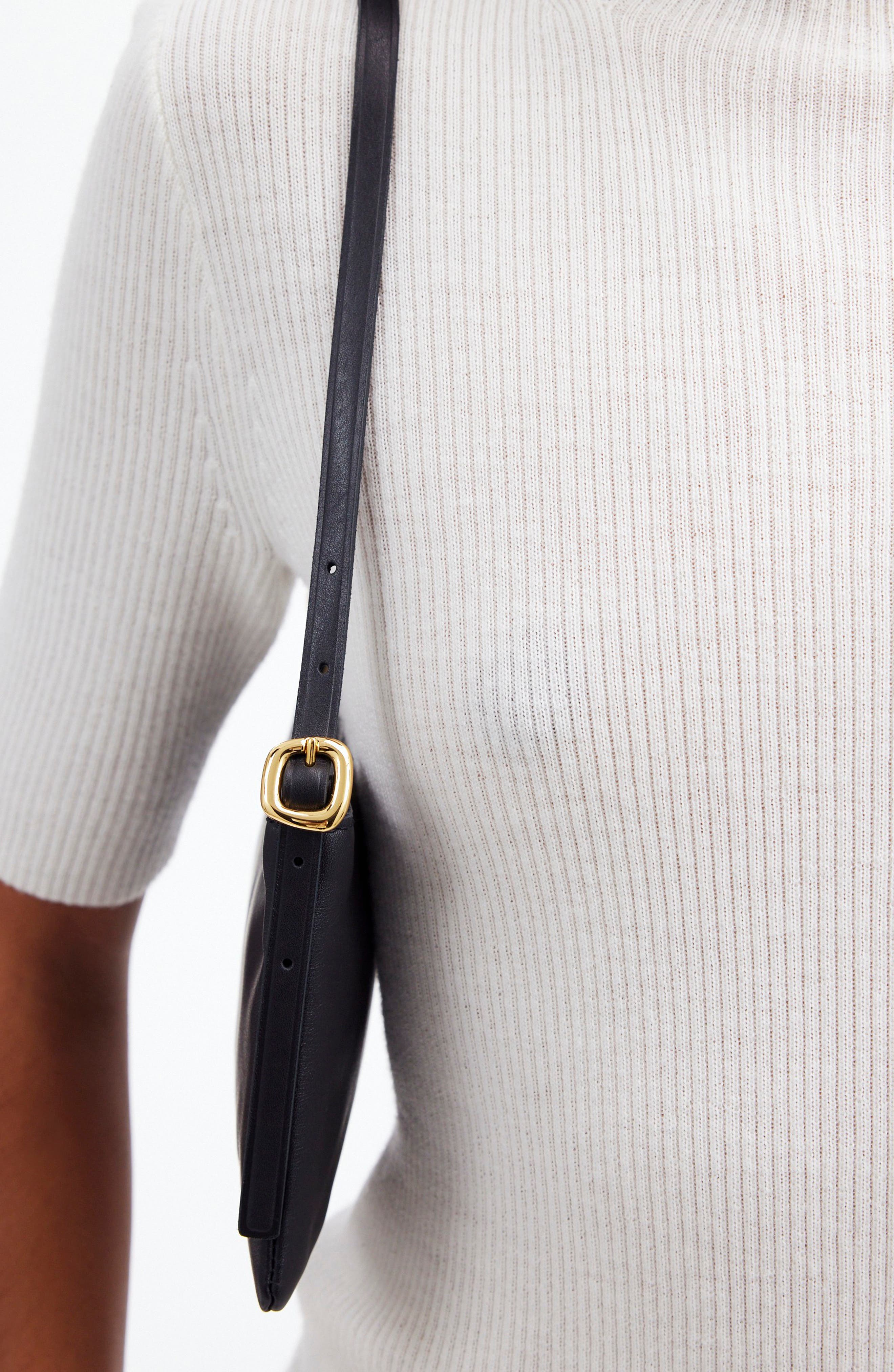 Madewell The Mini Sculptural Buckle Shoulder Bag, Alternate, color, True Black