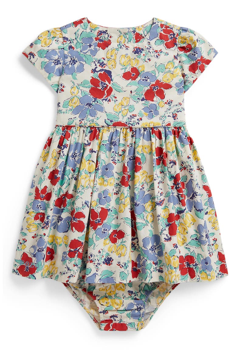 '50s Floral Cotton Poplin Dress with Bloomers, Main, color, BLUE MULTI