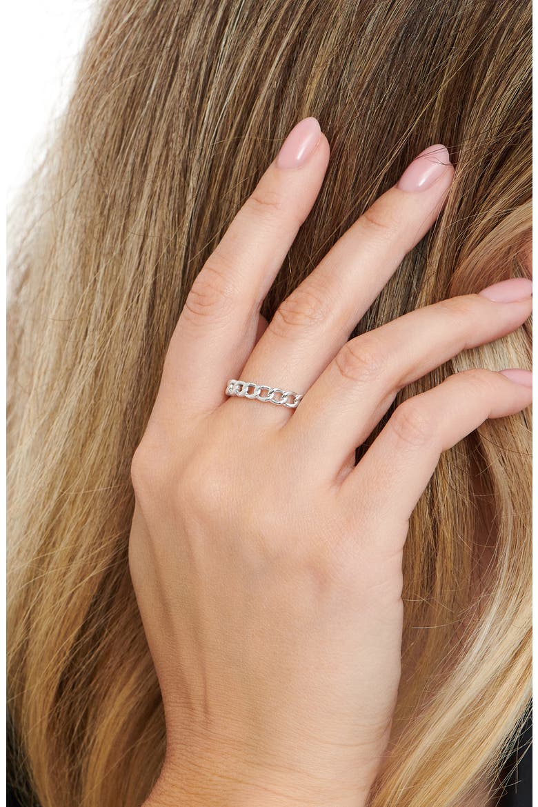Curb Chain Ring, Alternate, color, SILVER