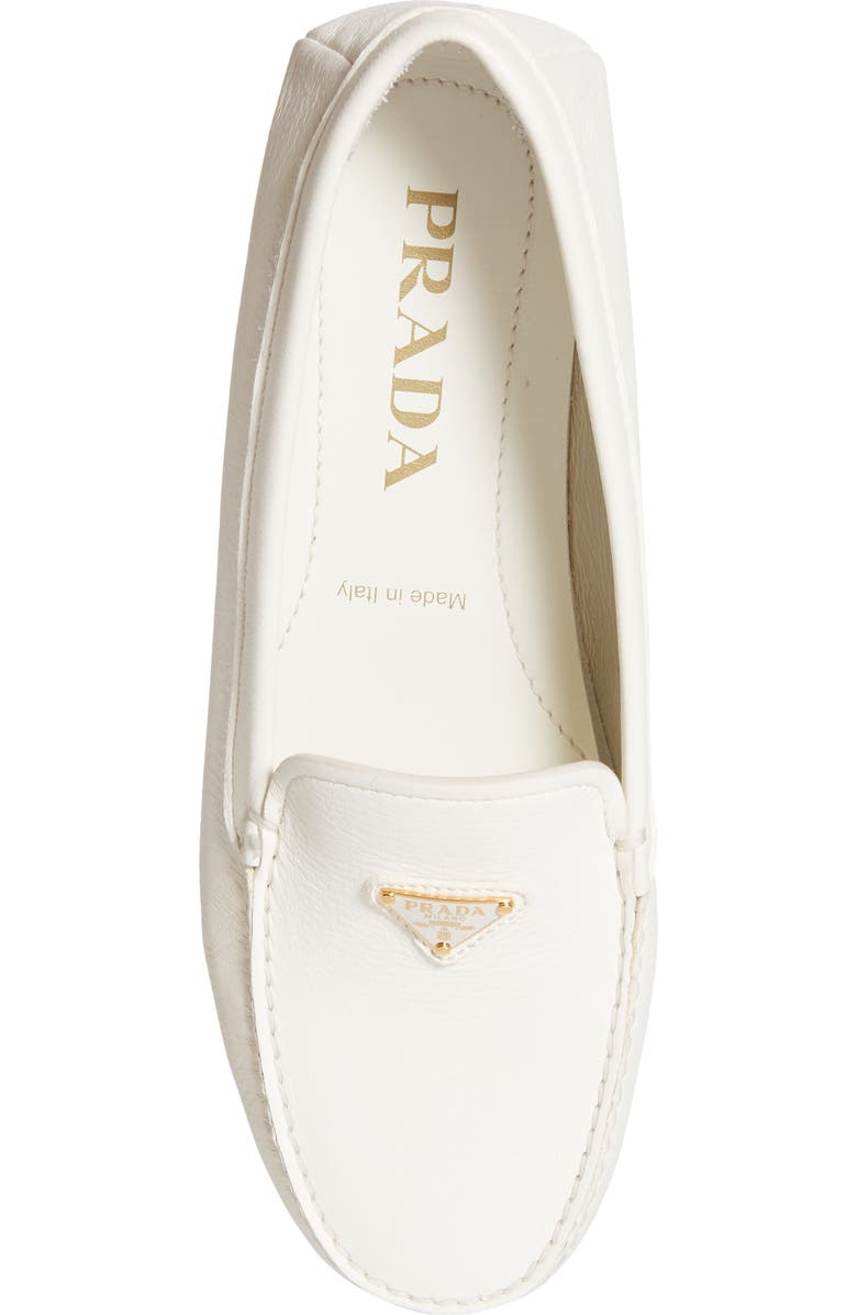 Prada Triangle Logo Driving Loafer, Alternate, color, Ivory