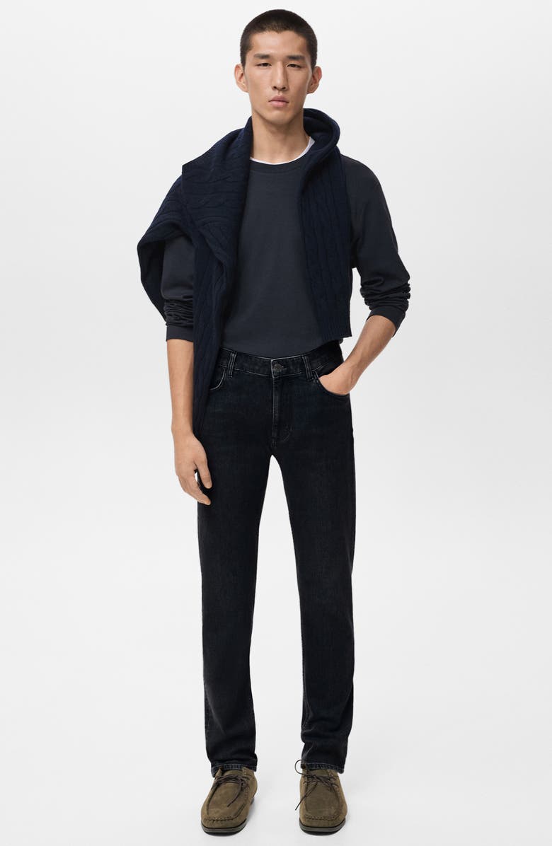 MANGO Patrick Ultrasoft Touch Slim Fit Jeans, Alternate, color, Black Denim