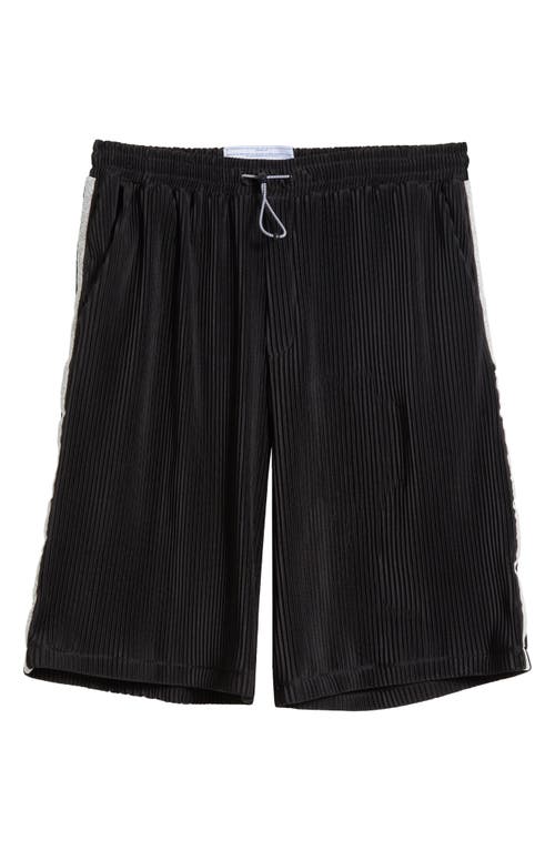 Jungles Cotton Plissé Drawstring Shorts In Black