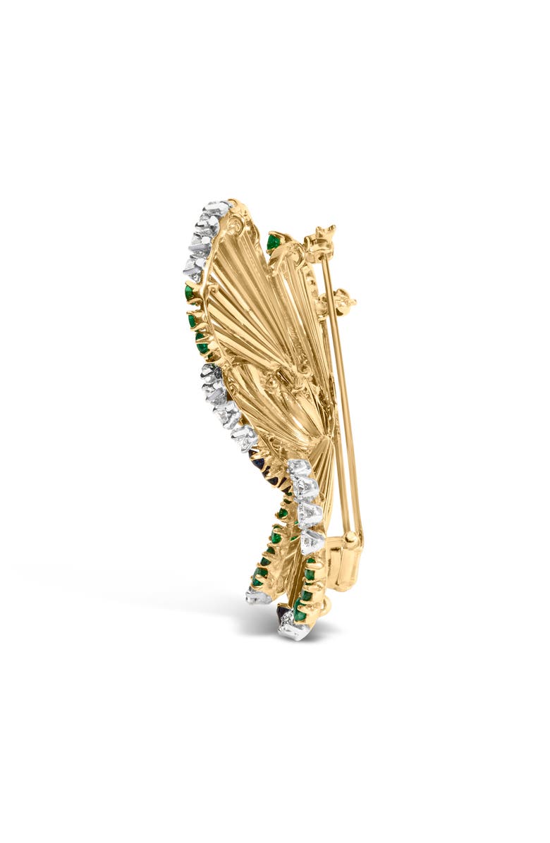Haus of Brilliance 18K Yellow Gold 2 1/3 Cttw Diamond, Sapphire, and Emerald Sculpted Petal Brooch Pin, Alternate, color, Yellow