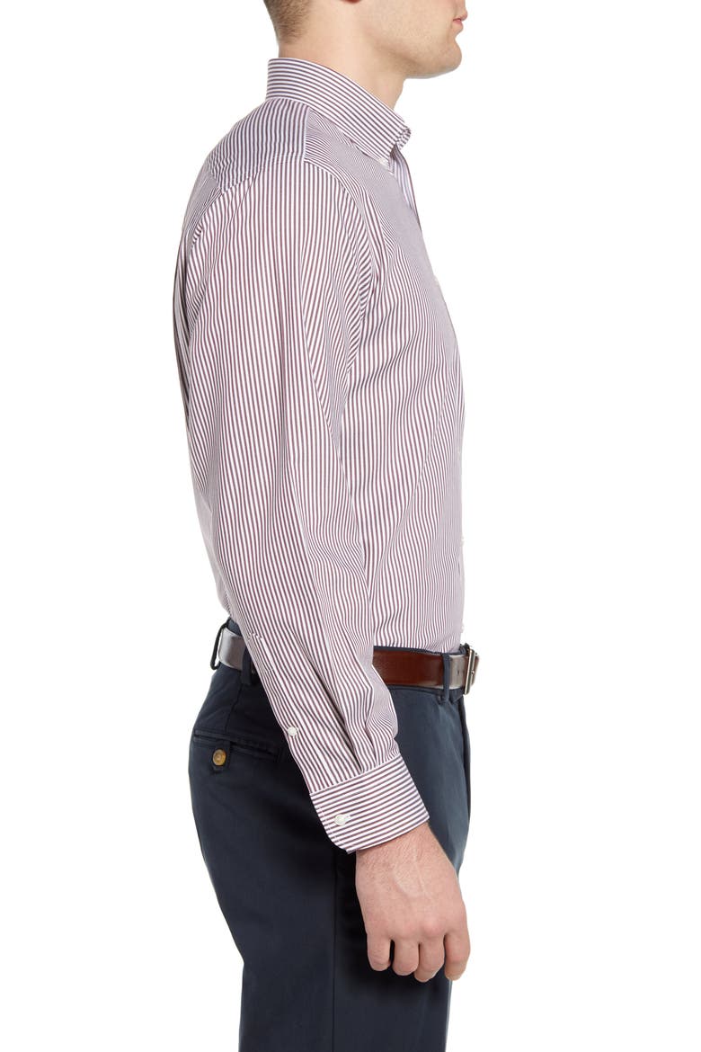 Men's Shop Smartcare™ Classic Fit Stretch Stripe Dress Shirt, Alternate, color, BURGUNDY WHITE BENGAL STRIPE
