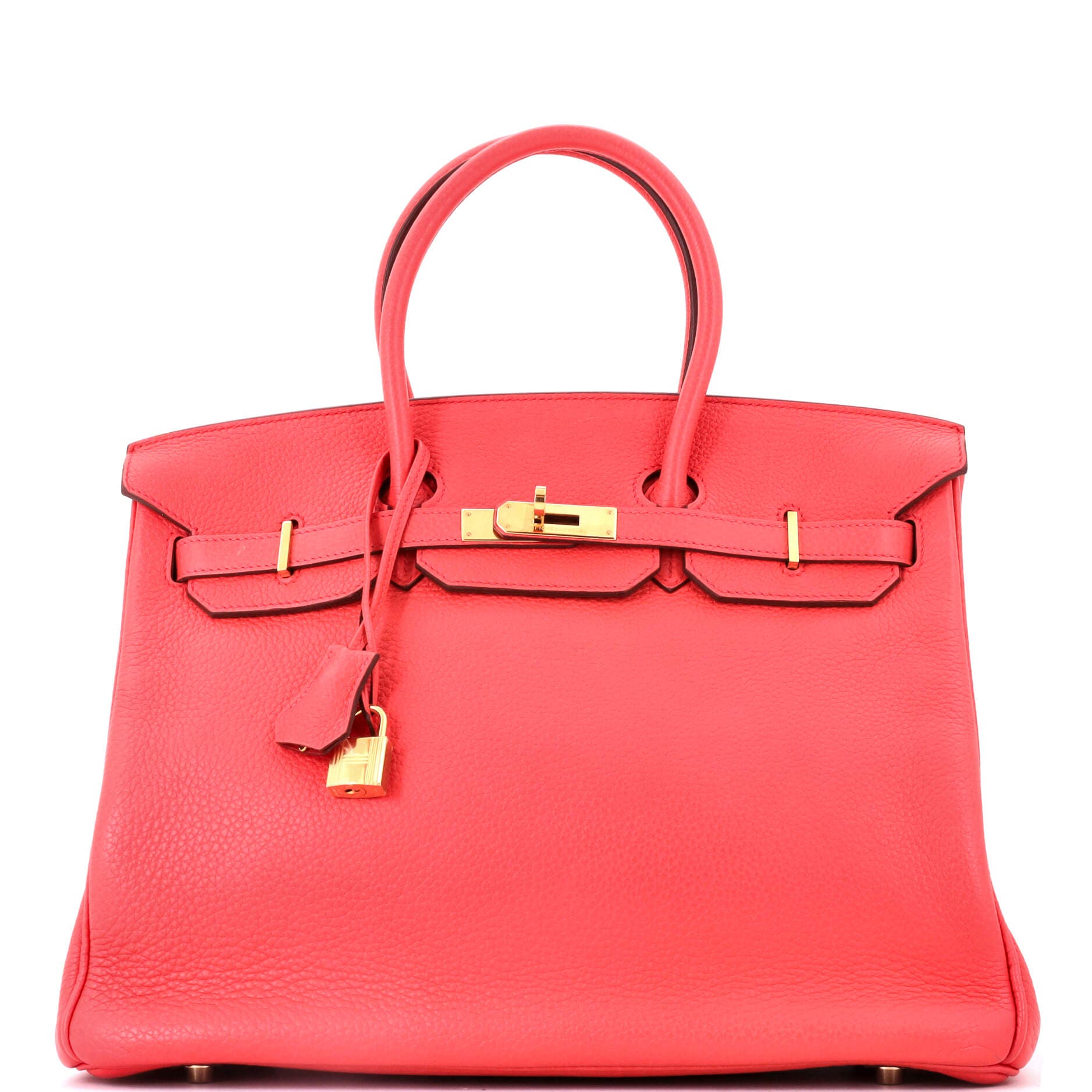 Birkin Handbag Pink Clemence with Gold Hardware 35, Main, color, Red