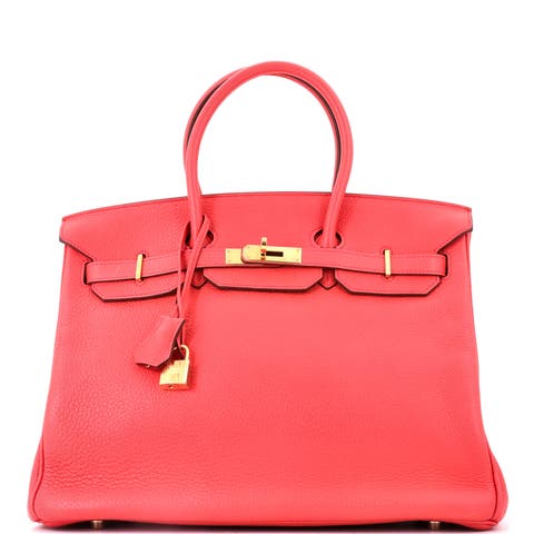 Birkin Handbag Pink Clemence with Gold Hardware 35