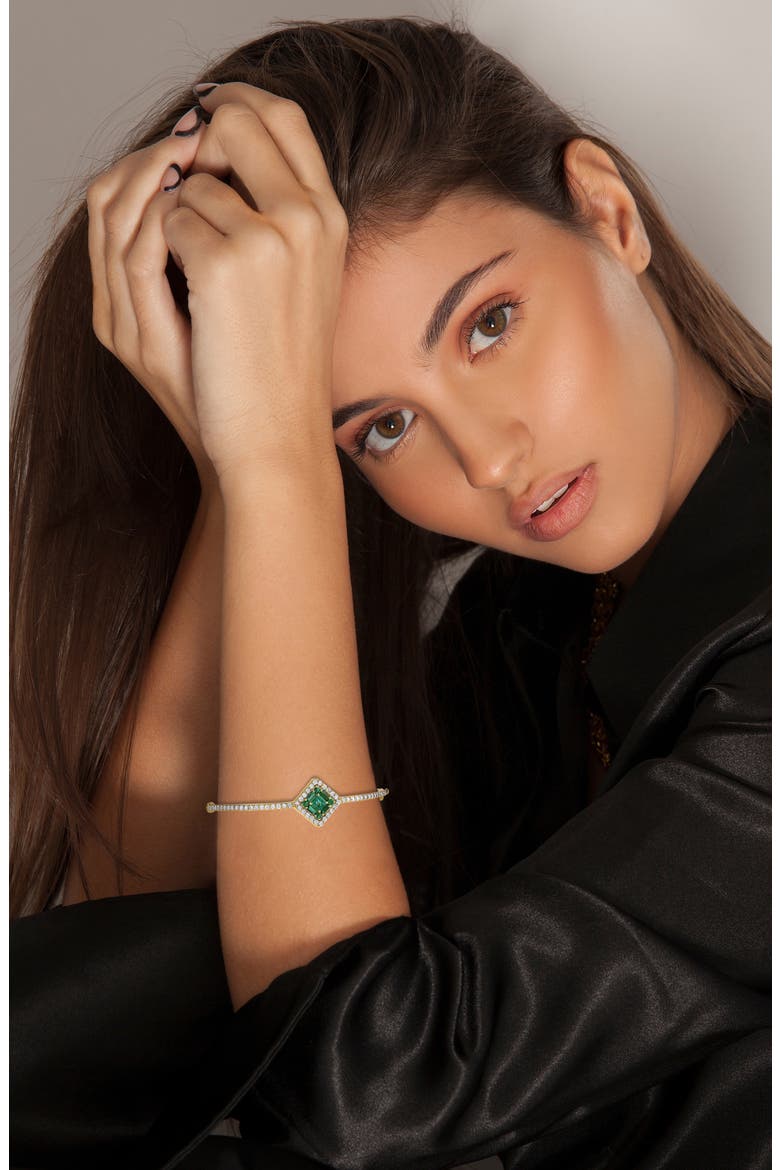 Clarity Cube Emerald & Diamond Hinge Bracelet, Alternate, color, DIA/18K YG