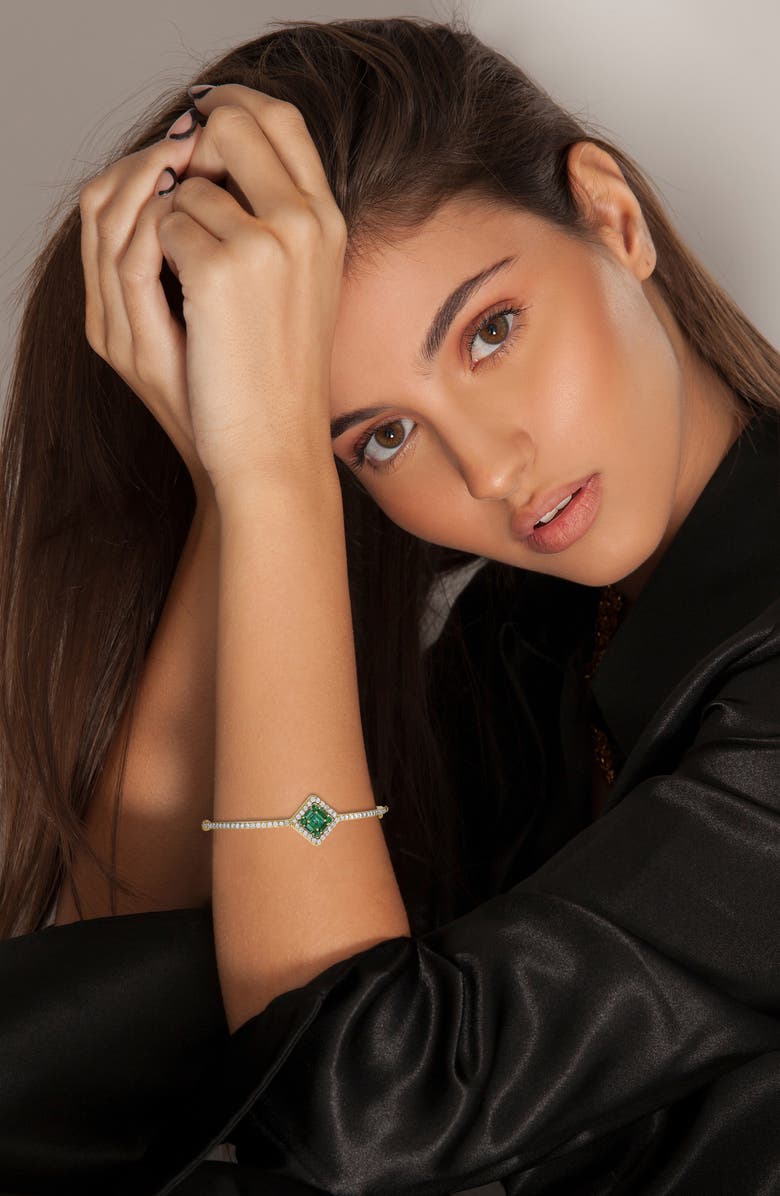 Mindi Mond Clarity Cube Emerald & Diamond Hinge Bracelet, Alternate, color, Dia/ 18K Yg