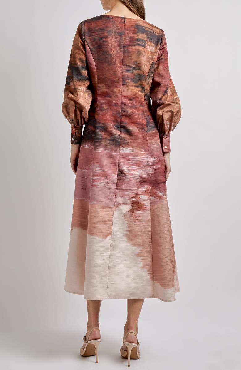 Misook Abstract Long Sleeve Maxi Dress, Alternate, color, Rose Bud/Multi