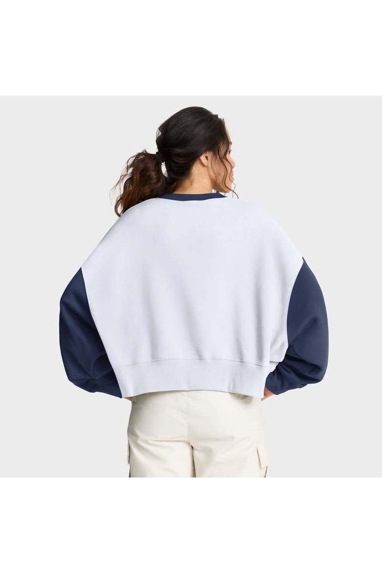 Women's Nike White/Navy Milwaukee Brewers Oversized High Hip Fleece Sweatshirt, Alternate, color, White
