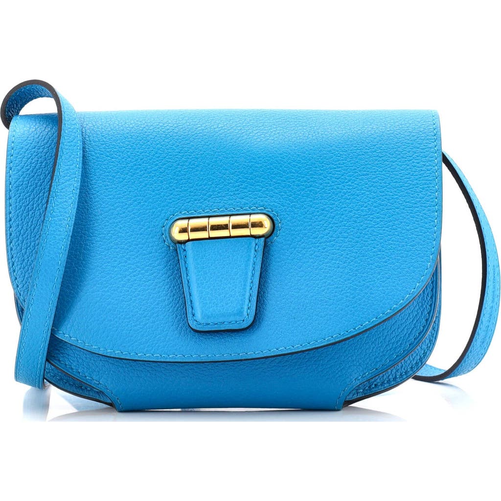 Pre-owned Hermes Hermes Convoyeur Crossbody Bag Evercolor Mini In Blue
