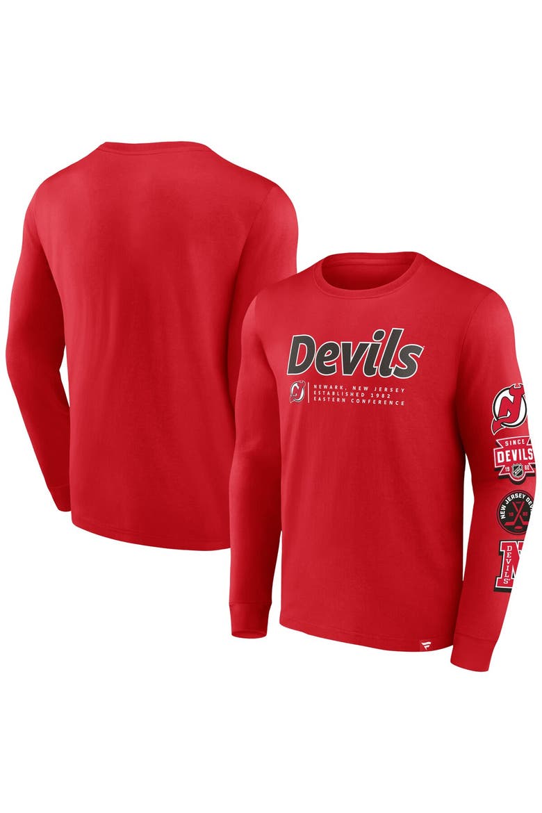 Men's Fanatics Branded Red New Jersey Devils Strike the Goal Long Sleeve T-Shirt, Alternate, color, Red
