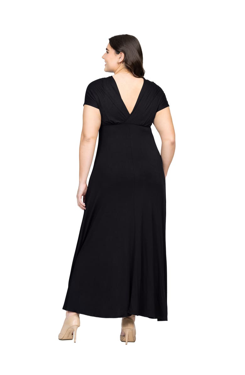 24seven Comfort Apparel Empire Waist V-Neck Maxi Dress, Alternate, color, Black