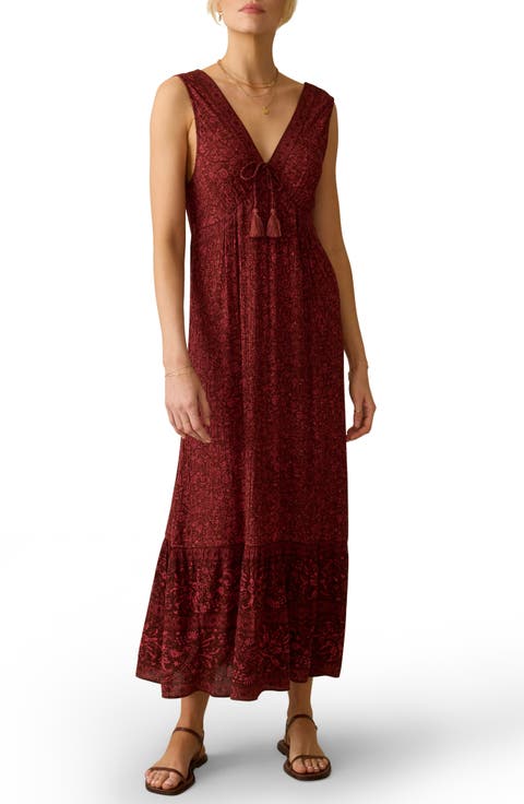 Eden Floral Print Ruffle Hem Sleeveless Maxi Dress