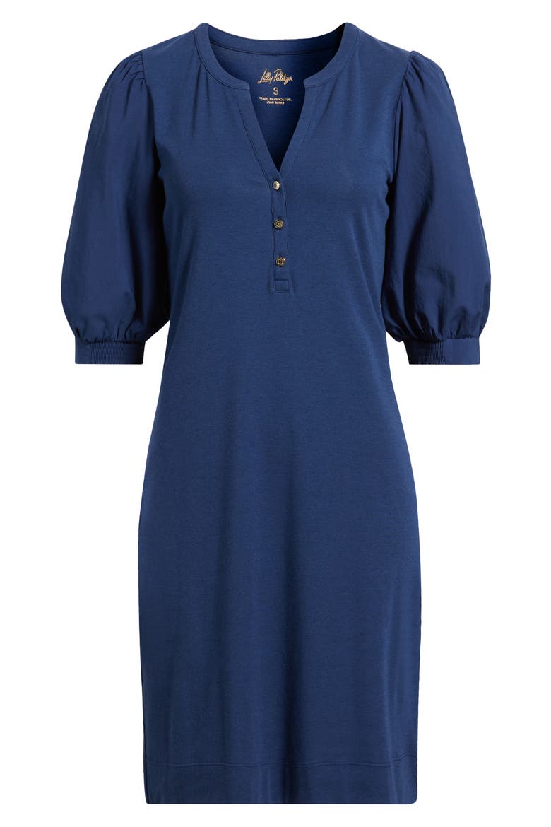 Ronson Puff Sleeve Cotton Blend Dress, Alternate, color, LOW TIDE NAVY