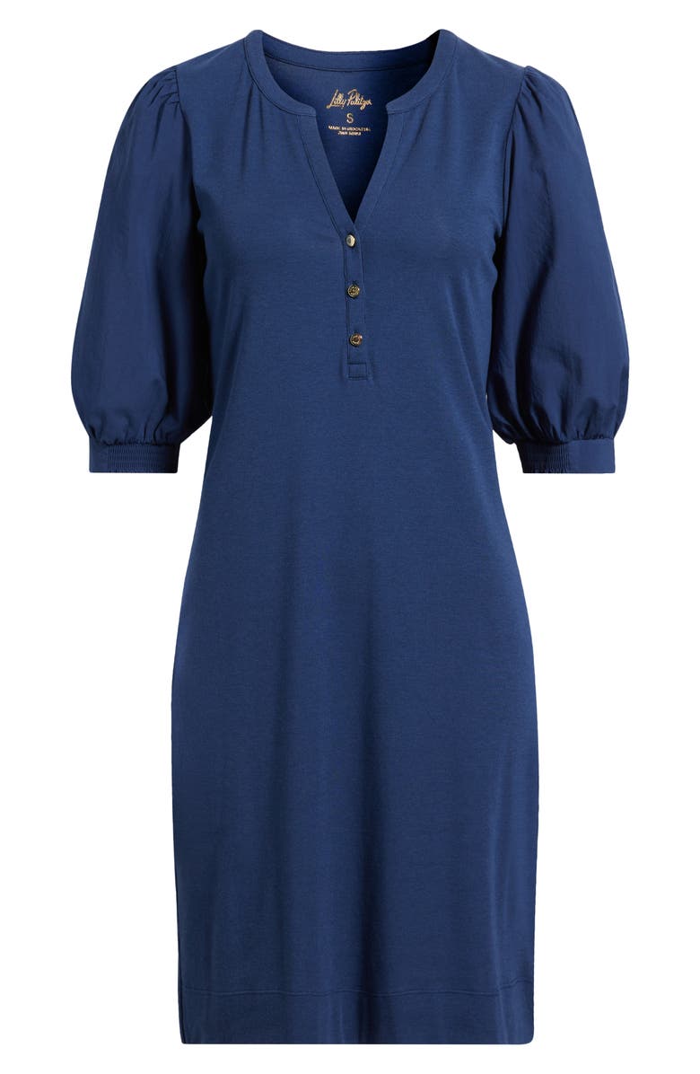 Lilly Pulitzer<sup>®</sup> Ronson Puff Sleeve Cotton Blend Dress, Main, color, Low Tide Navy