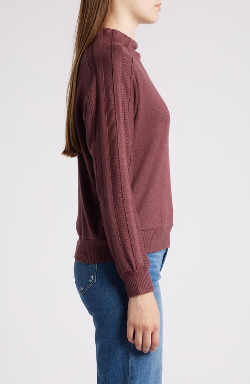 Wit & Wisdom Funnel Neck Knit Top In Heather Lotus Root