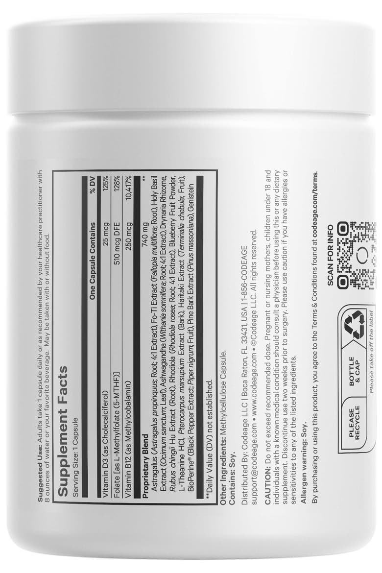 Ultra Life Telomeres -  Folate 5-MTHF, D3 & B12 Supplement, Alternate, color, White