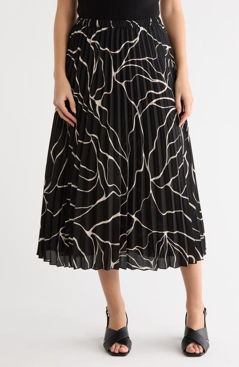 Chiffon Pleated Midi Skirt
