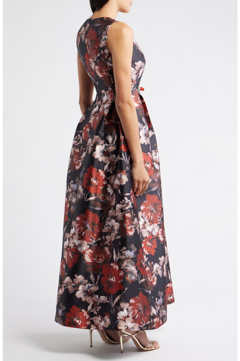 Floral Sleeveless Gown, Alternate, color, BLACK RUST