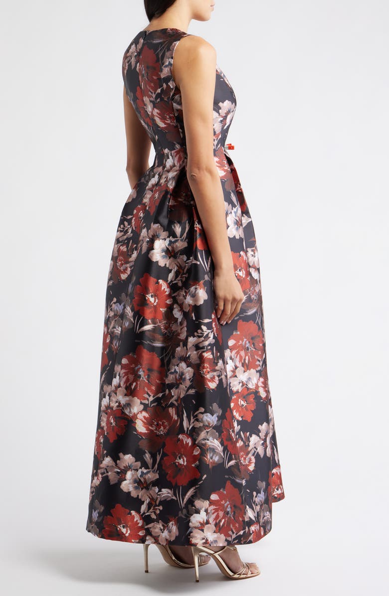 Julia Jordan Floral Sleeveless Gown, Alternate, color, Black Rust