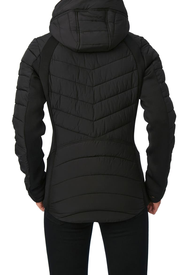 Hooded Quilted Water Repellent Jacket, Alternate, color, BLACK