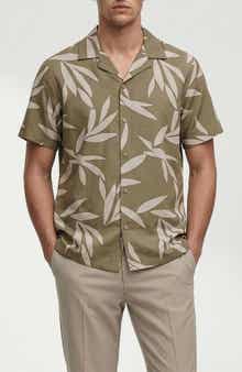 Corey Leaf Print Camp Shirt