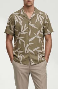 Noize Corey Leaf Print Camp Shirt