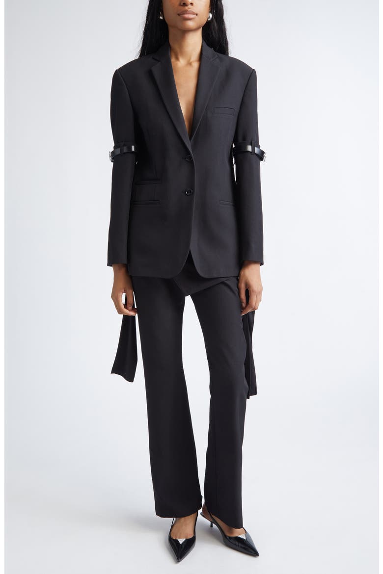 Logo Belted Blazer, Alternate, color, BLACK