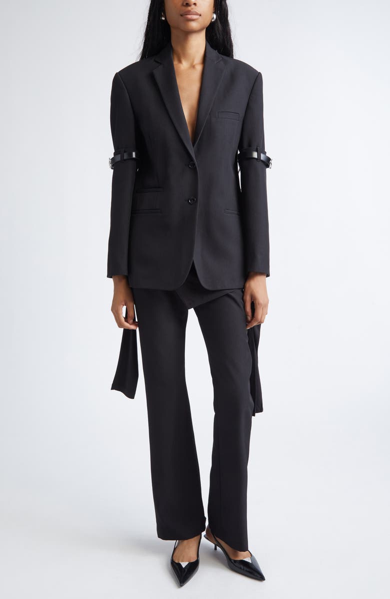 Coperni Wrap Detail Jersey Bootcut Trousers, Alternate, color, Black