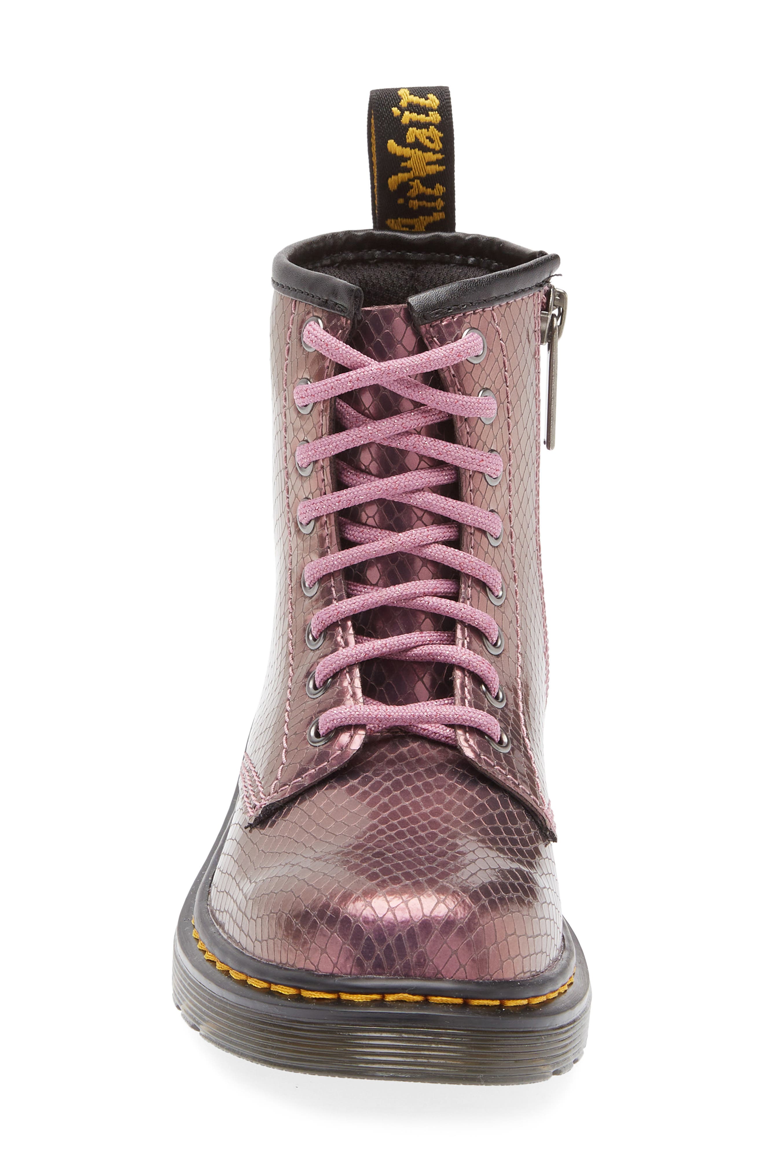 Dr. Martens Kids' 1460 Snake Embossed Boot, Alternate, color, Copper Pink