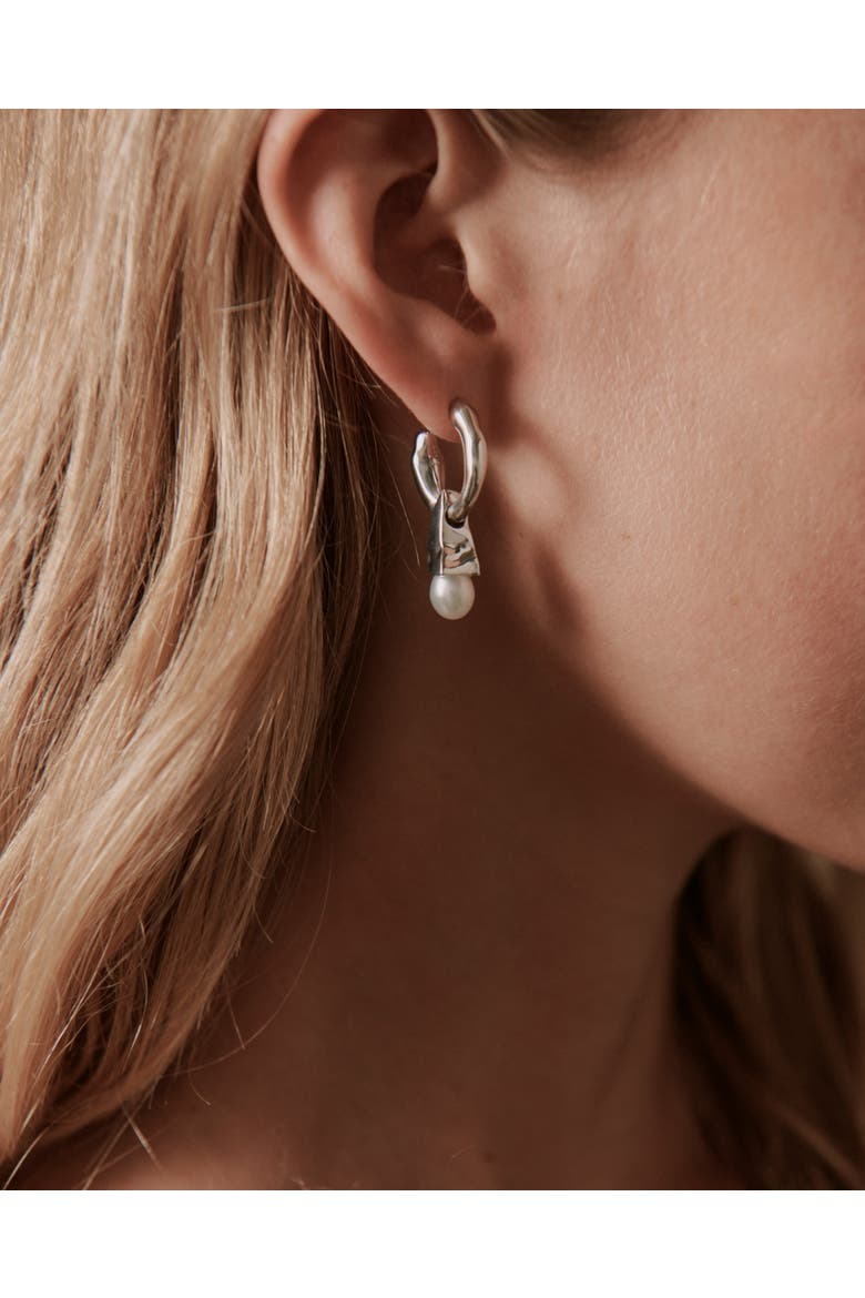 Danny Drop Pearl Earrings, Alternate, color, Recycled Sterling Silver