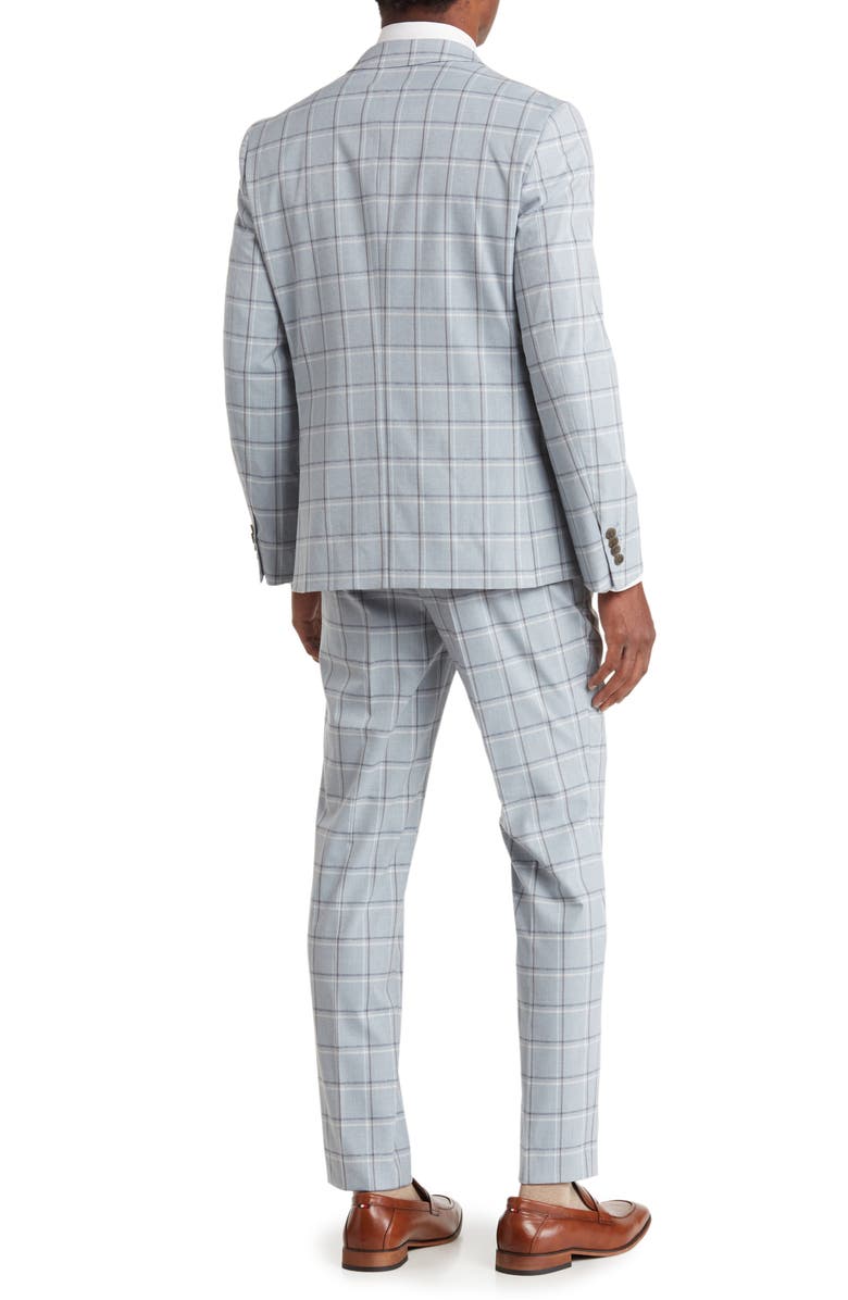 SAVILE ROW CO Grey Windowpane Peak Lapel Suit, Alternate, color, 