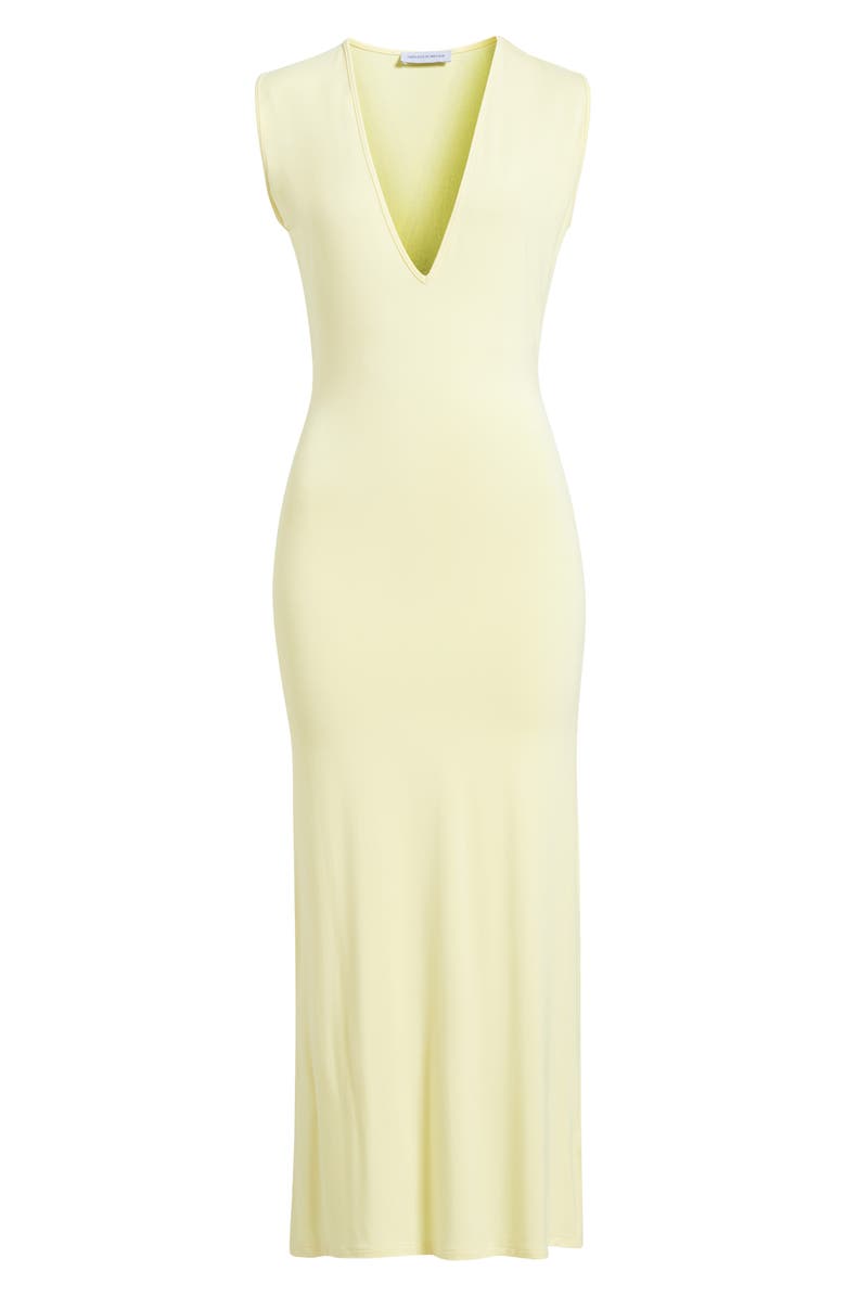 ARTLESS FOREVER Tate Plunge Neck Midi Dress, Alternate, color, Butter Yellow