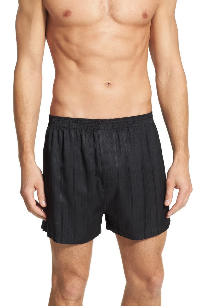 Herringbone Stripe Silk Boxer Shorts, Main, color, NIGHT