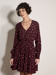 Apricot V Neck Ruffle Neck Dress