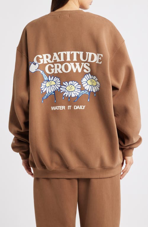 The Mayfair Group Gratitude Grows Rows Graphic Sweatshirt In Brown