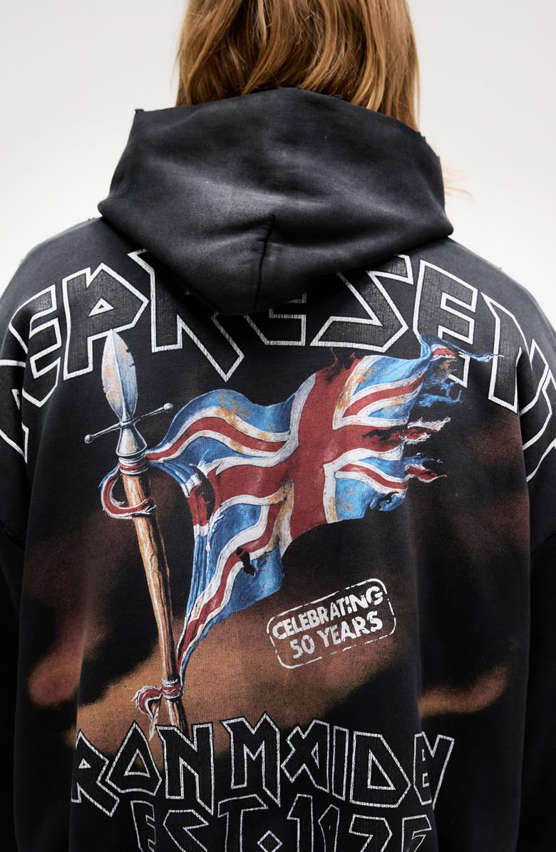 Represent Iron Maiden Steed Graphic Hoodie, Alternate, color, Stained Black