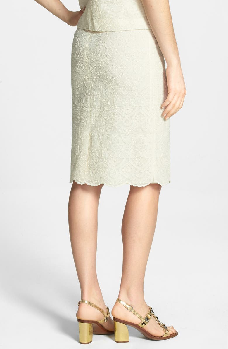 Tory Burch Lace Embroidered Pencil Skirt, Alternate, color,