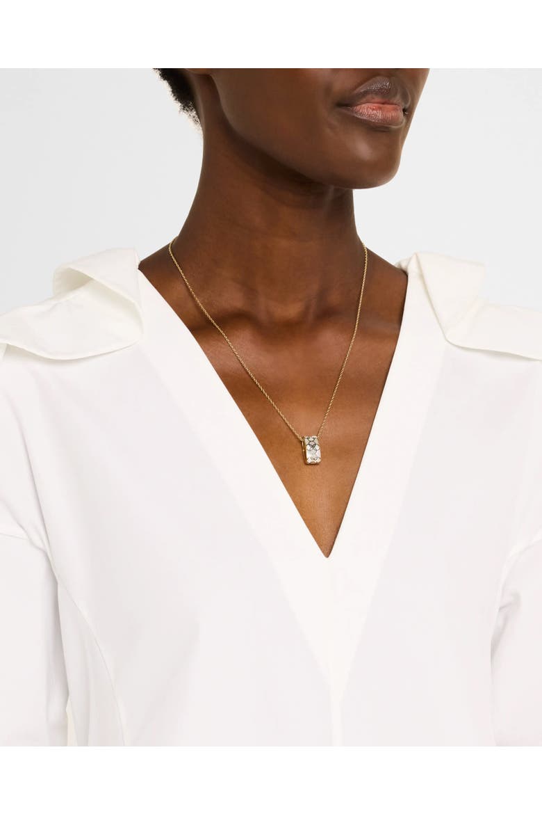 Sterling With 18K Gold Overlay And Gemstones Drop Pendent Necklace, Alternate, color, WHITE