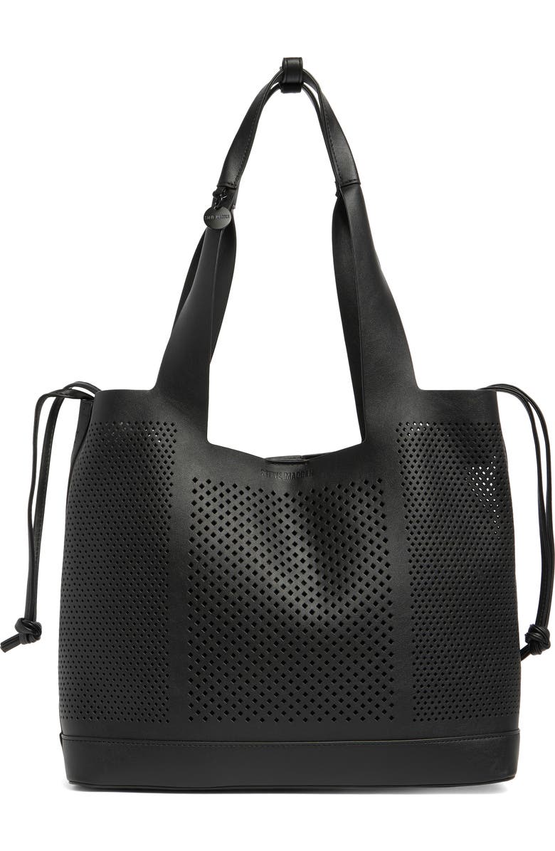 Steve Madden Baxis Perforated Tote Bag, Main, color, Black