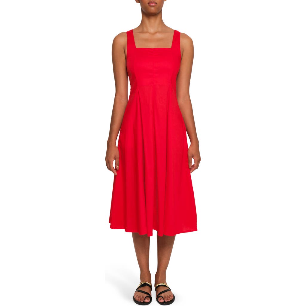 The Lulo Project Sea Stretch Cotton Midi Dress In Red
