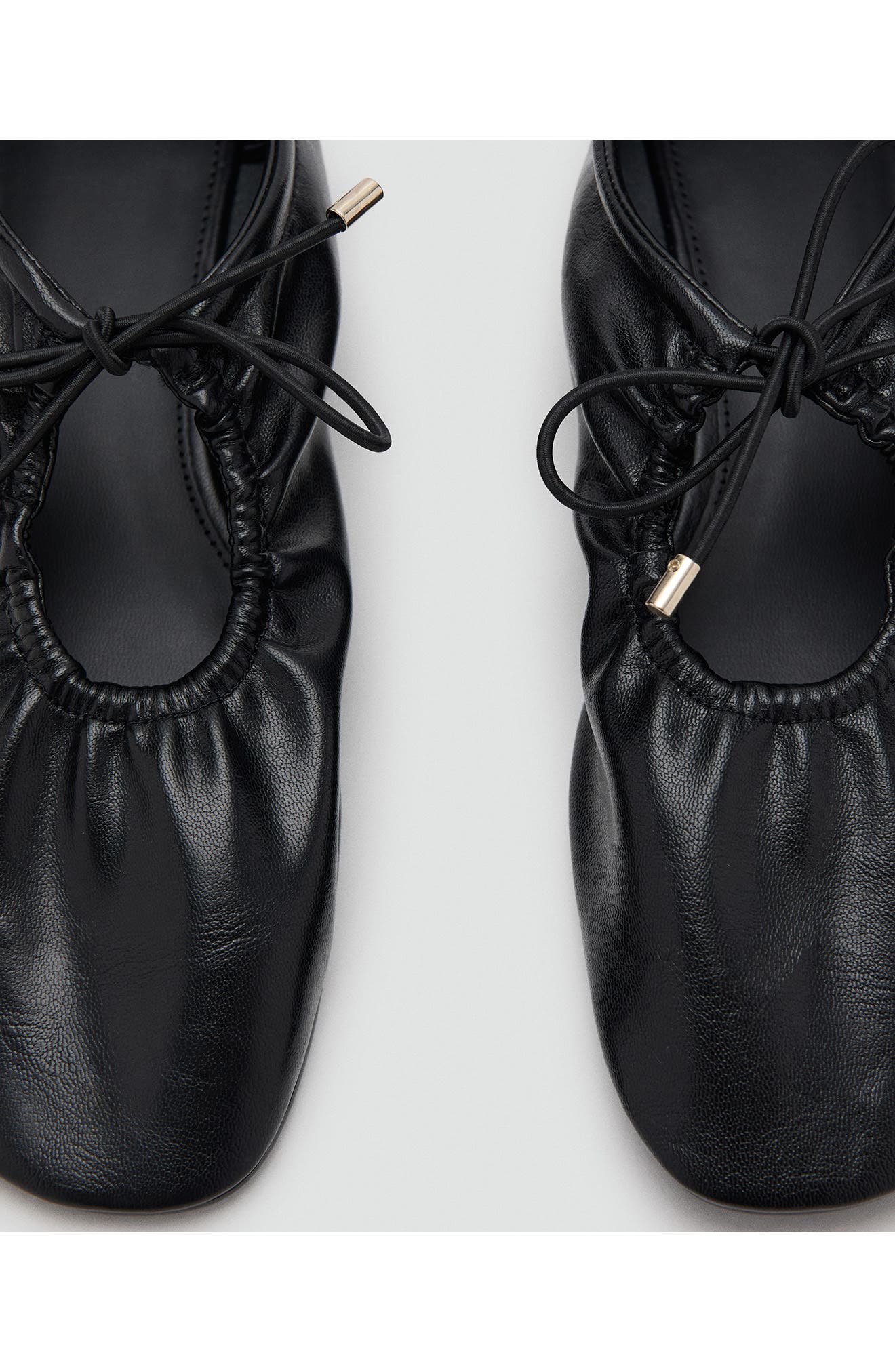 MANGO Ruched Ballet Flat, Alternate, color, Black