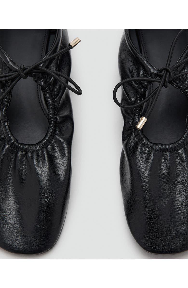 MANGO Ruched Ballet Flat, Alternate, color, Black
