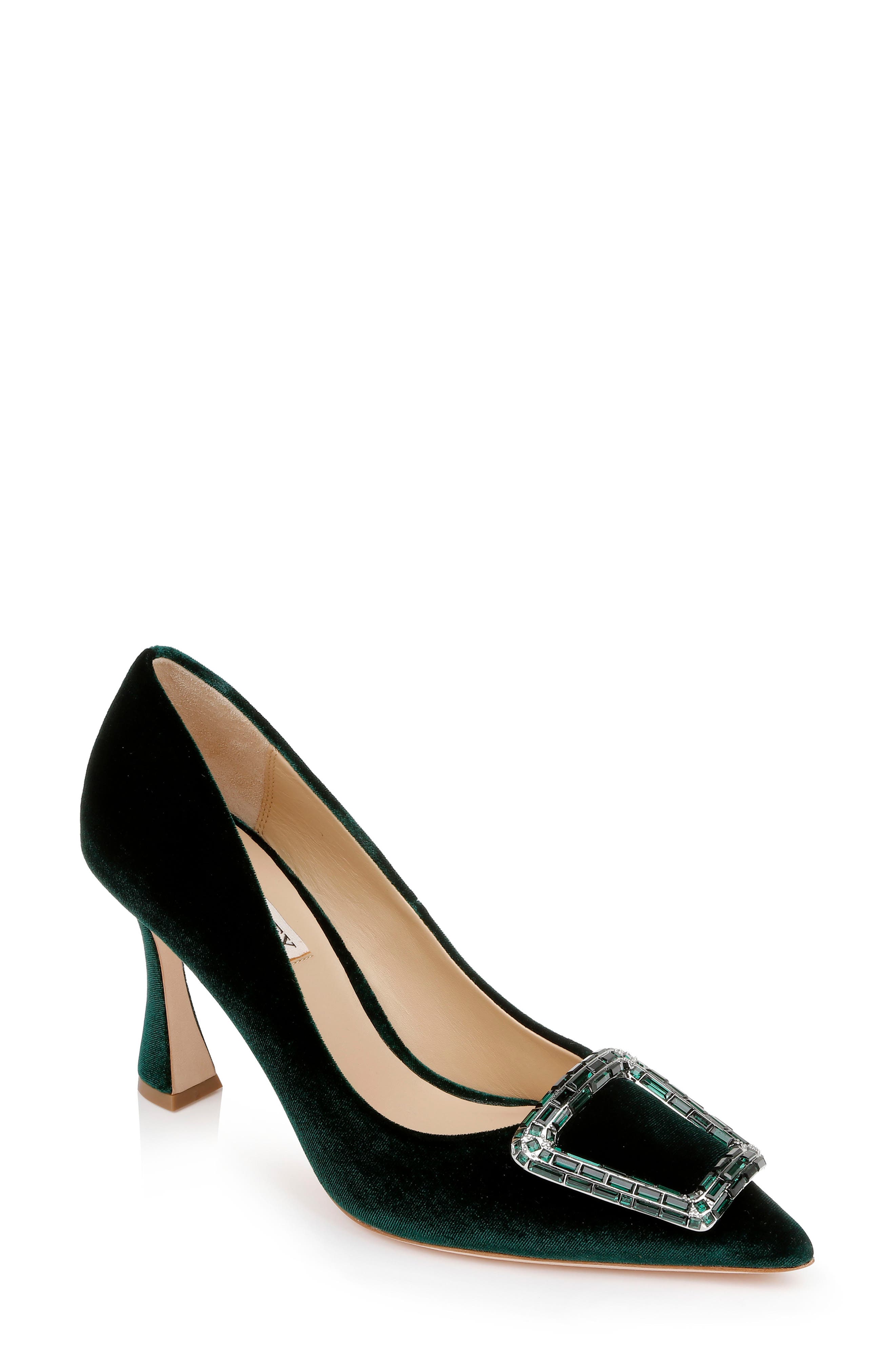 Aubree Pointed Toe Pump, Main, color, EMRLD VELV