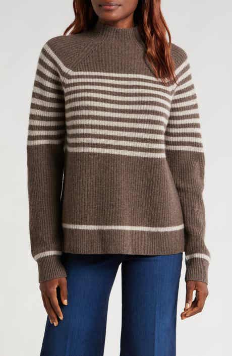 Wyeth Laura Stripe Wool & Cashmere Funnel Neck Sweater